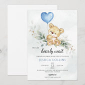 Cute Teddybeer Baby Shower Kaart (Voorkant / Achterkant)