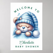 Cute Teddybeer Baby Shower Poster (Voorkant)