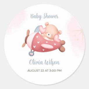 Cute Teddybeer Baby Shower Ronde Sticker