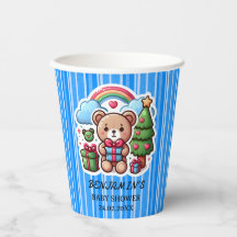Cute Teddybeer Babyshower Papieren Bekers
