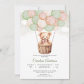 Cute Teddybeer Babyshower Uitnodiging (Voorkant)