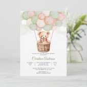 Cute Teddybeer Babyshower Uitnodiging (Staand voorkant)