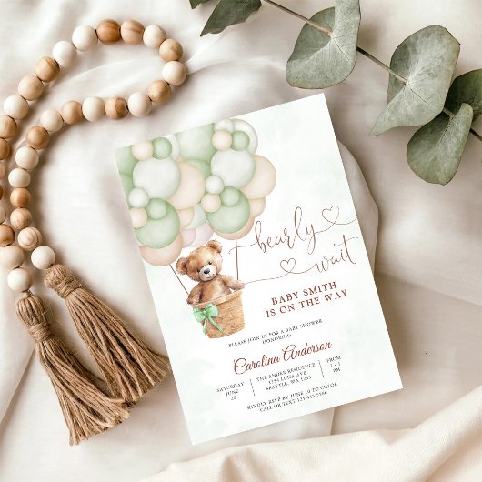 Cute Teddybeer Babyshower Uitnodiging