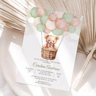 Cute Teddybeer Babyshower Uitnodiging