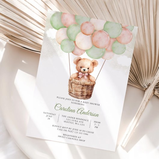 Cute Teddybeer Babyshower Uitnodiging