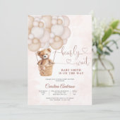 Cute Teddybeer Babyshower Uitnodiging (Staand voorkant)