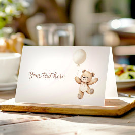 Cute Teddybeer Ballon Baby Shower Eettent Plaatskaartje