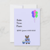 Cute Teddybeer Birthday Invitation Kaart (Achterkant)