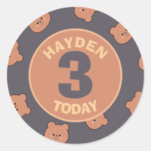 Cute teddybeer gezicht kids custom verjaardag leef ronde sticker