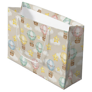 Cute Teddybeer Heet Luchtballon Neutraal Patroon 1 Groot Cadeauzakje