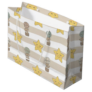 Cute Teddybeer Heet Luchtballon Neutraal Patroon 2 Groot Cadeauzakje