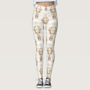 Cute Teddybeer Heet Luchtballon Neutraal Patroon 4 Leggings