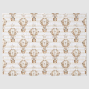 Cute Teddybeer Heet Luchtballon Neutraal Patroon 4 Tissuepapier