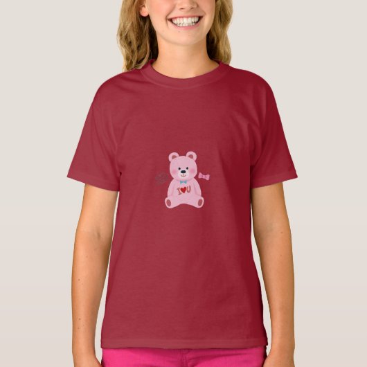Cute Teddybeer “Ik Hou van Jou” Kinder T-Shirt (Voorkant)