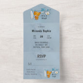Cute Teddybeer Kledinglijn Jongen Baby Shower  All In One Uitnodiging (Binnen)
