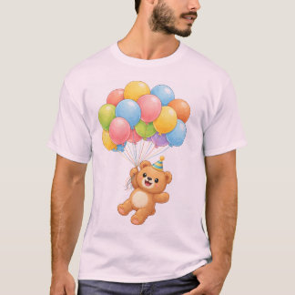 Cute teddybeer met ballonnen verjaardags-t-shirt t-shirt