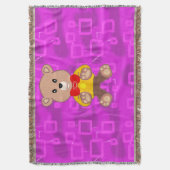 Cute teddybeer op roze geometrisch deken (Voorkant Verticaal)