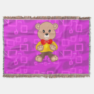 Cute teddybeer op roze geometrisch deken