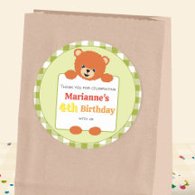 Cute Teddybeer Picknick Verjaardagsfeestje Gingham