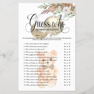 Cute Teddybeer 'Raad eens wie' Baby Shower Spel Fl Flyer
