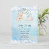 Cute Teddybeer Regenboog Wolken Kaart (Staand voorkant)