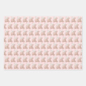 Cute Teddybeer Roze Geruite Gecoördineerd Inpakpapier Vel (Voorkant)