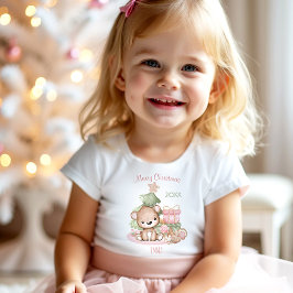 Cute Teddybeer Roze Kerst Naam Meisje Kinder Shirts