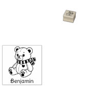 Cute teddybeer speelgoed met sjaal aangepaste naam rubberstempel (Gestempeld)