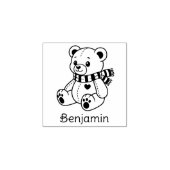 Cute teddybeer speelgoed met sjaal aangepaste naam rubberstempel (Afrduk)