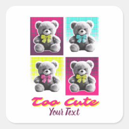 Cute Teddybeer Stijl Kleurrijke Beer Patroon Ontwe Vierkante Sticker