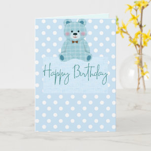 Cute Teddybeer Verjaardagskaart – Blu Kaart
