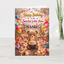 Cute Teddybeer Verjaardagskaart voor Kinderen