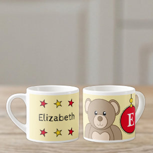 Cute teddybeer voor kinderen in gele maat espresso kop