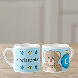 Cute teddybeer voor kinderen in het blauw espresso kop