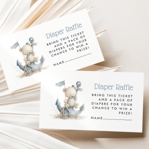 Cute Teddybeer Zeevaart Thema Baby Shower Luier Ra Informatiekaartje