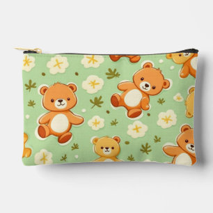 Cute teddyberen en bladerenpatroon groen etui