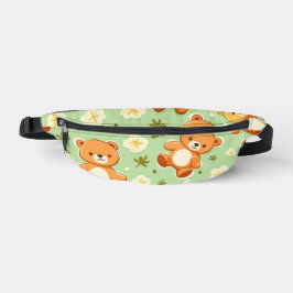 Cute teddyberen en bladerenpatroon groen heuptasje