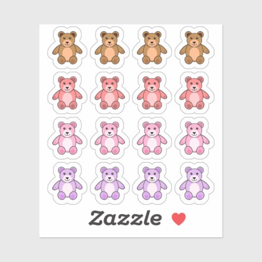 Cute teddyberen kleurrijke decoratieve mini planne sticker (Vel)