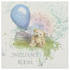 Cute Teddy's Blue Balloon Baby Boy Nursery Stof