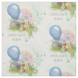 Cute Teddy's Blue Balloon Baby Boy Nursery Stof
