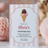 Cute Teen Girls Ice Cream Birthday Party Kaart