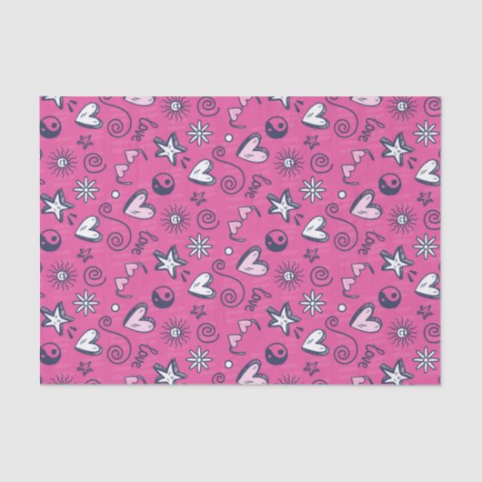 Cute Teen Love Doodle Pattern Valentijnsdag Tissuepapier (Voorkant)