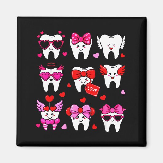 Cute Teeth Love Valentine's Day Dental  Magneet (Voorkant)