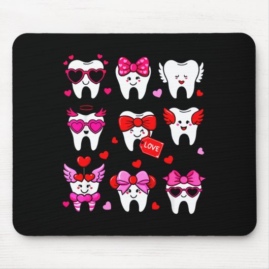 Cute Teeth Love Valentine's Day Dental  Muismat (Voorkant)