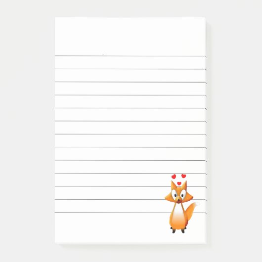 Cute Tekenfilmvos Dier Omlijnd Post-it® Notes (Voorkant)