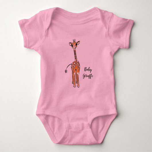 Cute tekening van giraffe, safari dieren romper (Voorkant)
