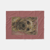 Cute Tekening van Happy Yorkie Silky in Roze Fleece Deken (Voorkant (Horizontaal))