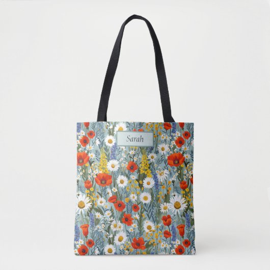 Cute Template Chic Flowers Boho Personalized Tote Bag (Voorkant)