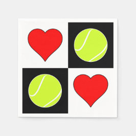 Cute Tennis Balls & Hearts Tennis Party Napkins Servet