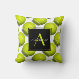 Cute Tennis Balls w Initiaal & Name, Gepersonalise Kussen
